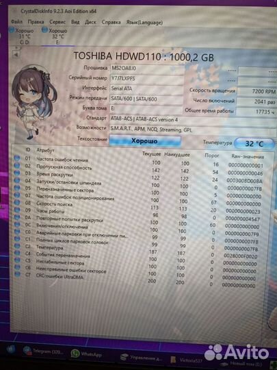 Жесткий диск Toshiba 1 Тб 3.5 дюйма