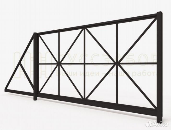 Откатные ворота под ключ с фундаментом