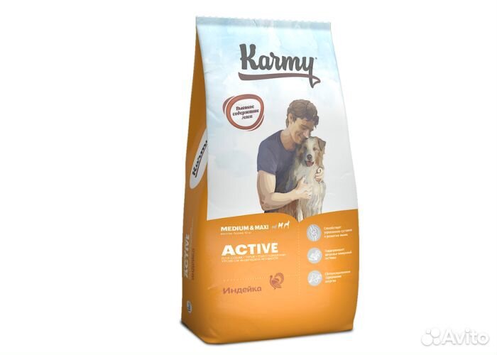 Корм сухой Karmy для круп/сред пород Индейка 14 кг