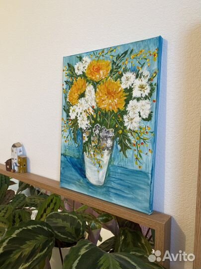 Картина гуашью хризантемы