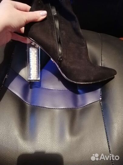 Сапоги ботфорты 39 40 размер замшевые