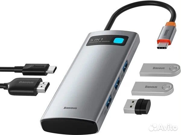 USB хаб Baseus Type-C hdmi 4K 60Гц/USB3.0/PD100W