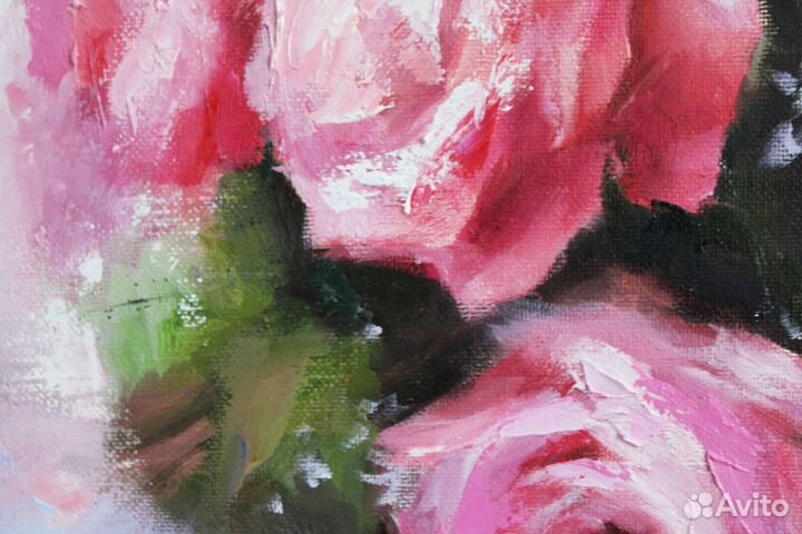 Картина маслом на холсте с розами