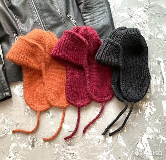 Шапка ушанка женская из пуха норки мохера