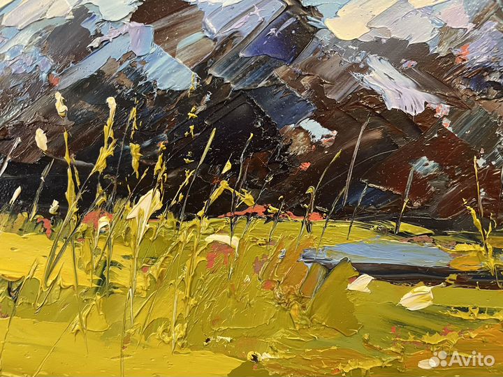 Горный пейзаж картина маслом 22*15 см