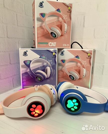 Беспроводные наушники светящиеся ушки детские