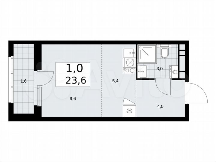 Квартира-студия, 23,6 м², 8/16 эт.