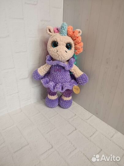 Единорог крючком из плюшевой пряжи
