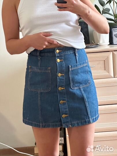 Мини юбка джинсовая hm