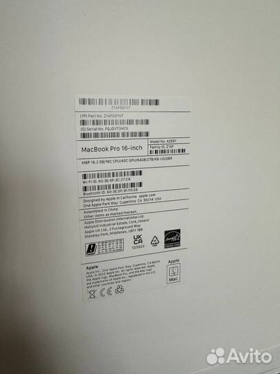 MacBook Pro 16 (2023), 2048 ГБ, M3 Max (16 ядер), RAM 64 ГБ, GPU 40-core