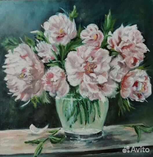 Картина маслом Пионы
