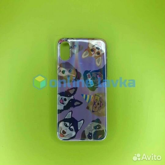 Чехол пластик для iPhone X, Xs собачки