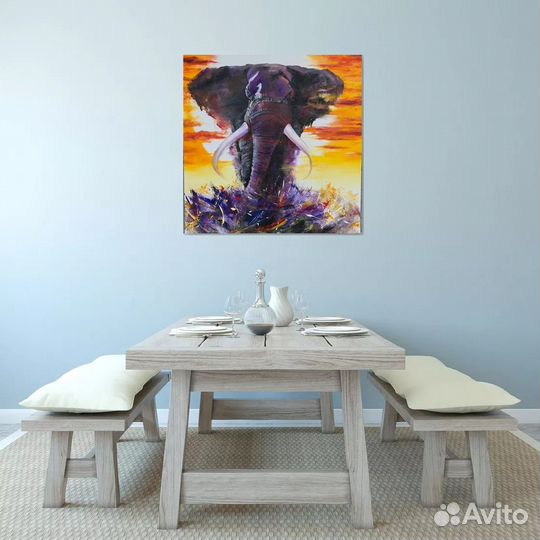 Красивая картина маслом на холсте со Слоном