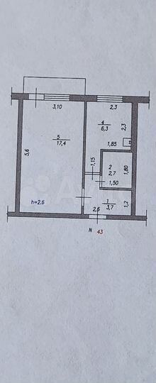 1-к. квартира, 30,5 м², 5/5 эт.