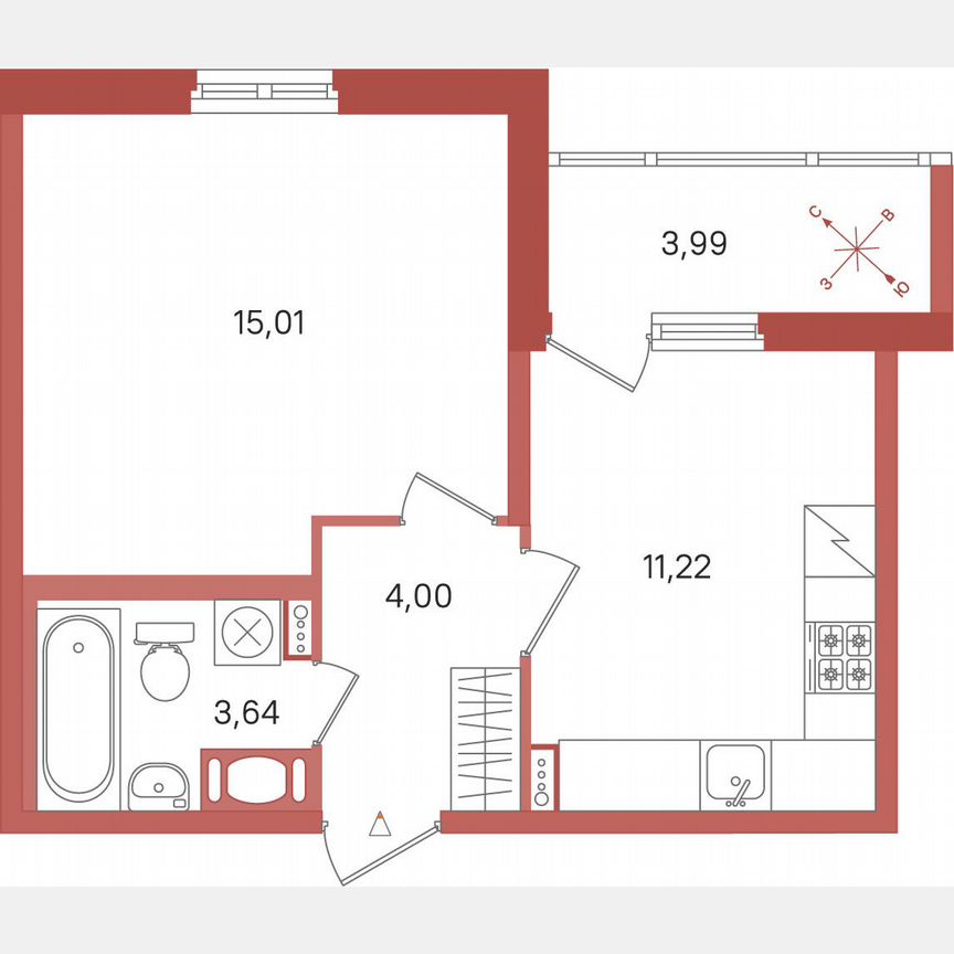 1-к. квартира, 35,9 м², 2/11 эт.