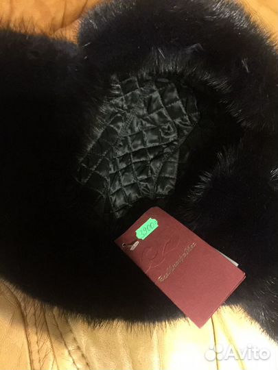 Шапка, Норка, Кожа.Унисекс 57р