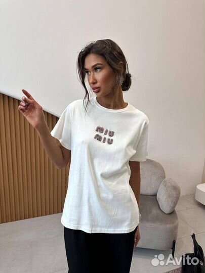 Футболка хлопковая Miu miu (хит 2025)