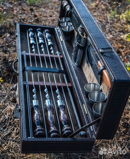 Набор шампуров Большой в коробе кожзам