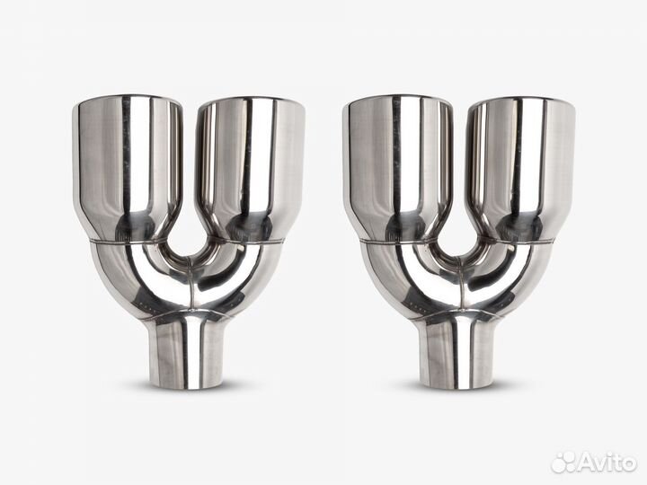 Насадки на глушитель двойные хром 63/90 2 шт