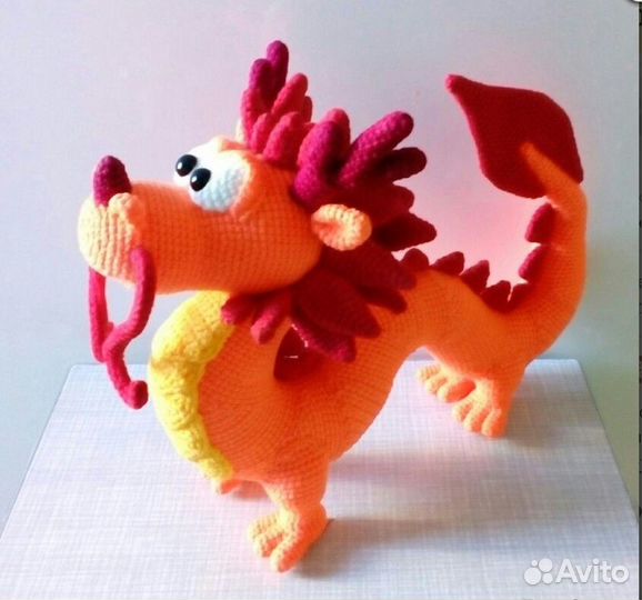 Вязаные игрушки Дракон и Носорожек