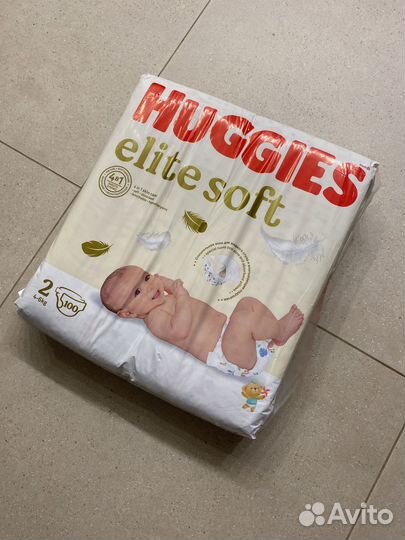 Подгузники huggies elite soft 2 4-6кг, 100 штук