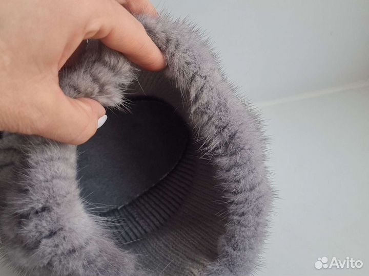 Шапка норковая вязаная