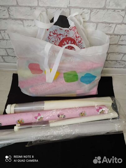 Крепированная бумага, органза, сетка снег