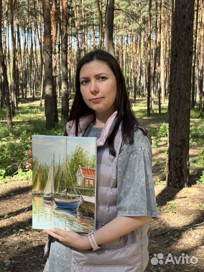 Картина лодки картина маслом пейзаж с лодками