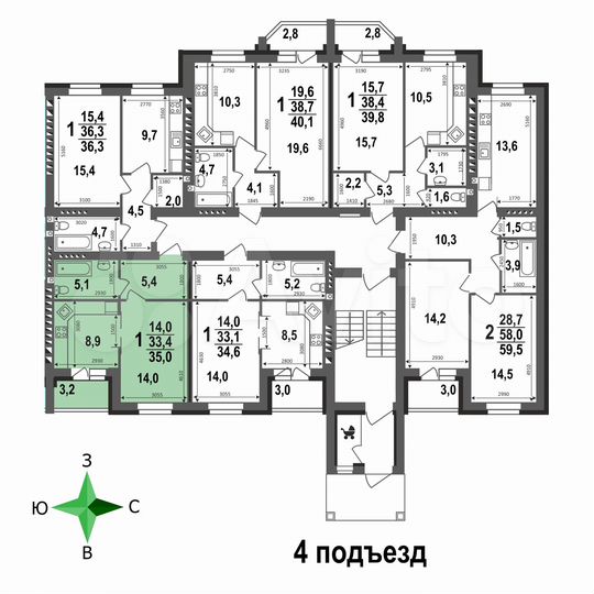 1-к. квартира, 35 м², 5/5 эт.