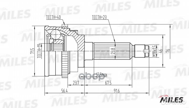 ШРУС наружный daewoo matiz 0.8/1.0 98- (с ABS)