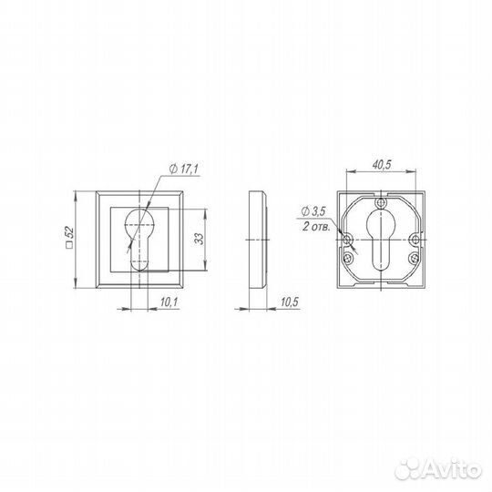 Ключевина QL GR/CP-23 квадратная розетка (графит/х