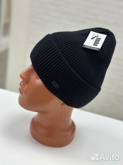 Шапка мужская зимняя вязаная Puma (черная)