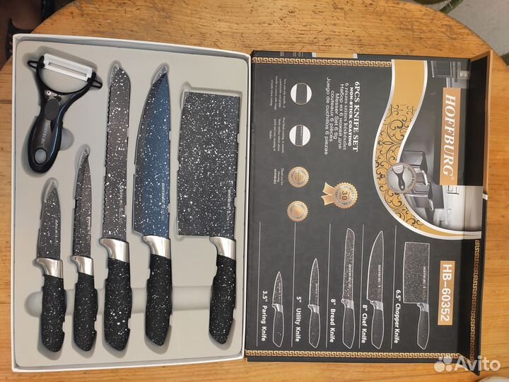 Набор кухонных ножей. 5шт + овощечистка. Новый