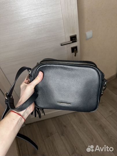 Сумка натуральная кожа черная плечо