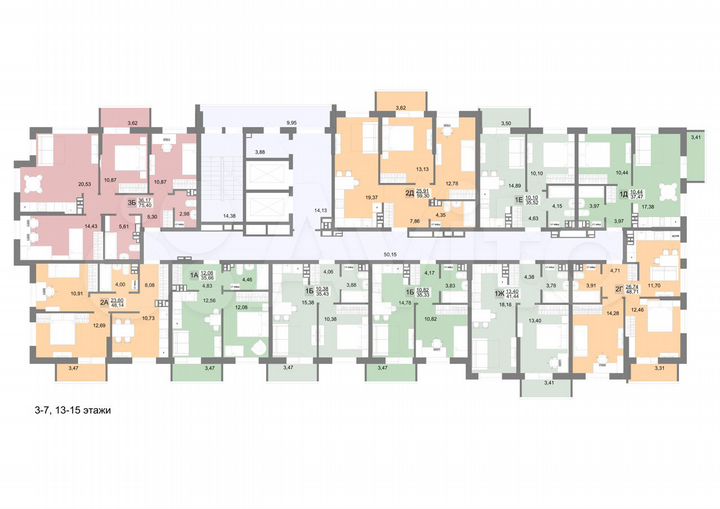 2-к. квартира, 48,7 м², 6/19 эт.