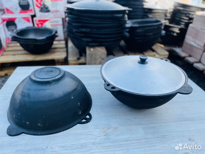 VIP Казан чугунный 12 литров обожжённый