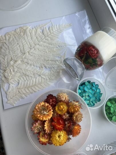 Форма для свечей, сухоцветы,воск