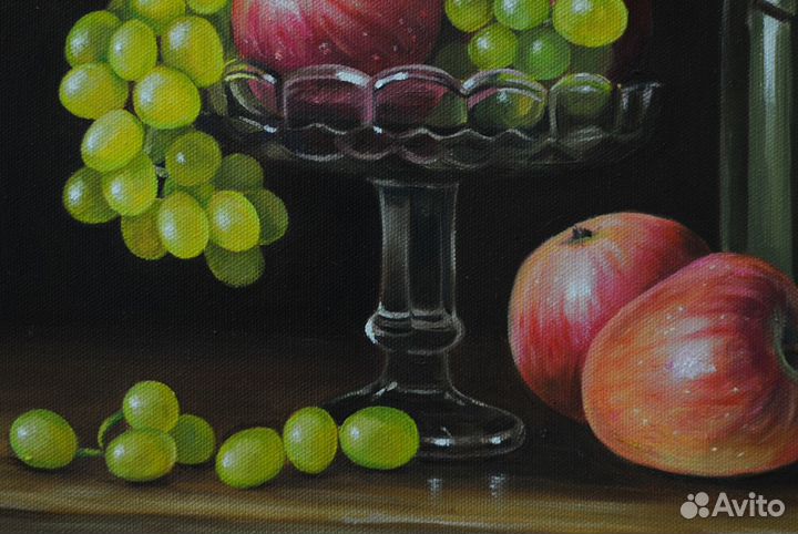 Картина маслом Натюрморт с белым вином и фруктами