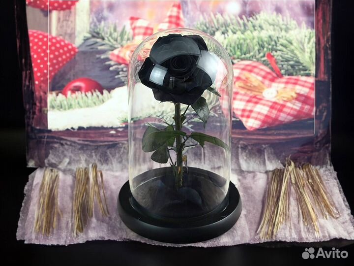 Роза в колбе Deluxe Черная