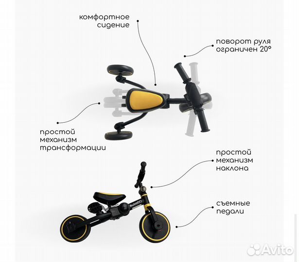 Беговел, велосипед - трансформер 4 в 1 BubaGo