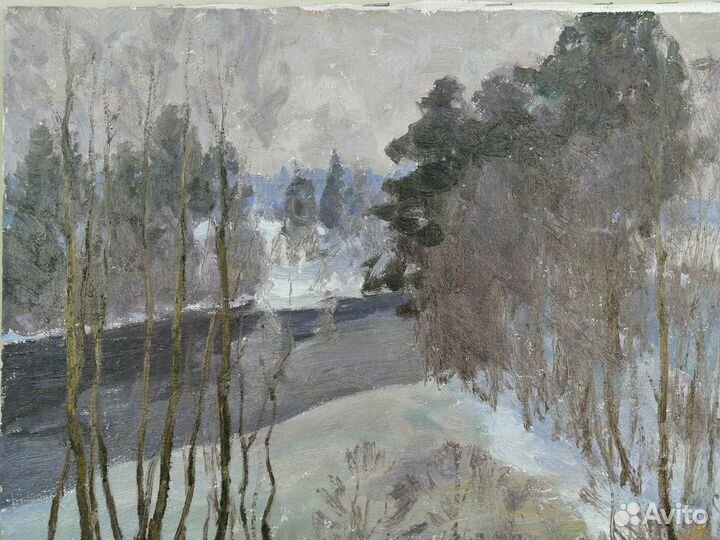 Картина В конце зимы. Карасёв Е.Ф. 1990 год. Холст