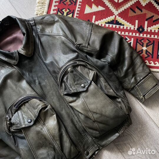 90's Leather Vintage Faded Bomber Marsh