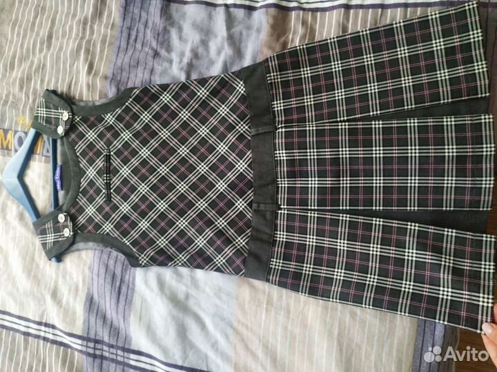 Сарафан школьный и кардиган на рост 140+6 см