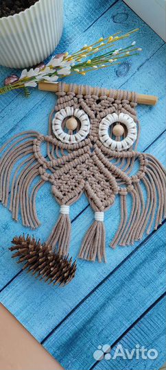 Панно макраме Совушка