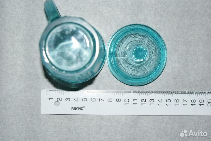 Кружка с крышкой цветное стекло СССР 1950е гг