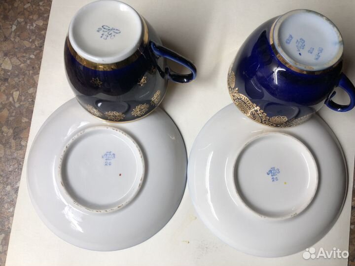 Чайная пара лфз-кобальт костяной фарфор