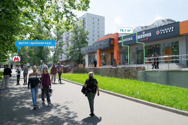 Помещение с арендатором 78 м², м. Щелковская