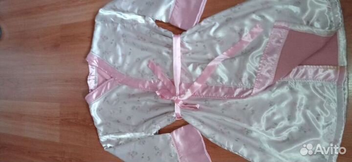 Hanse Халат женский 48-50р розовый атлас на флисе