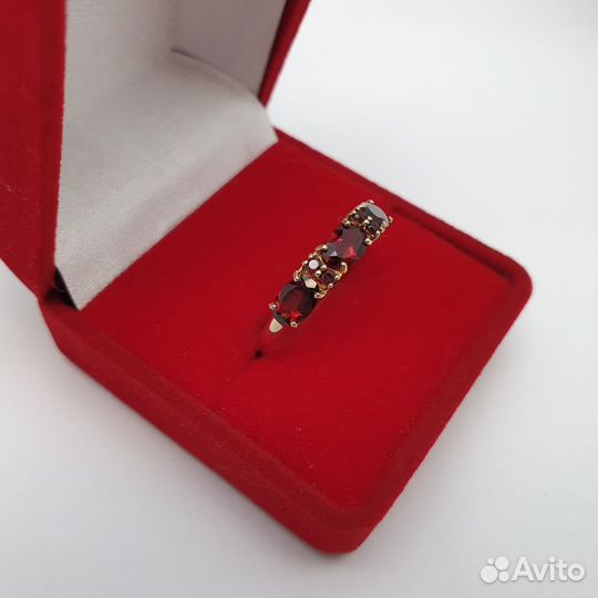 Е.Ц. Кольцо с гранатами, золото 585 (id 62642)