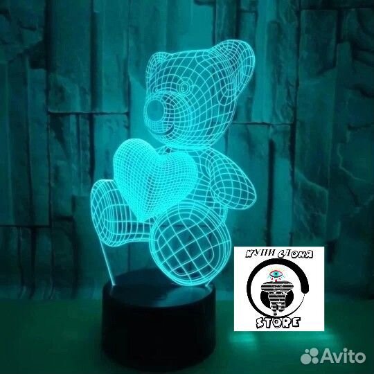 Ночник 3D Мишка HIT Сезона